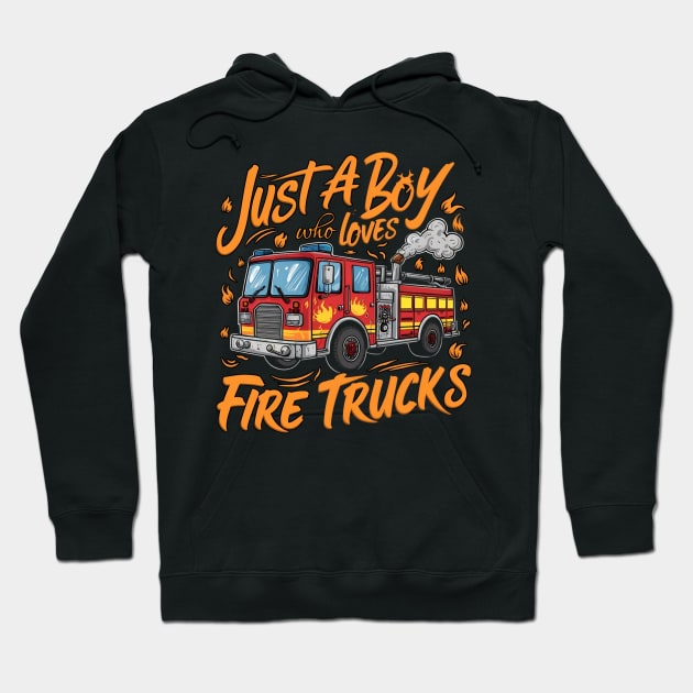 Just a boy Who loves fire truck. For kids Hoodie by TRACHLUIM